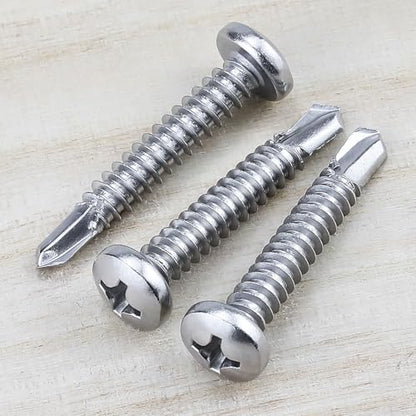 #6 x 1 Pan Head Self Drilling Screws, Phillips Drive, 410 Stainless Steel Sheet Metal Screws,Self Tapping, Dovetail, Pack of 100 - size: #6 x 1"