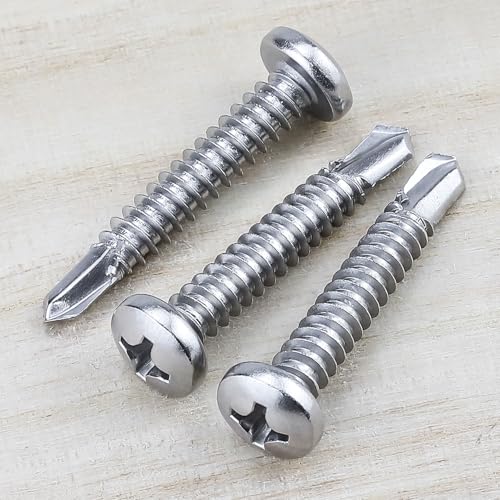 #6 x 1 Pan Head Self Drilling Screws, Phillips Drive, 410 Stainless Steel Sheet Metal Screws,Self Tapping, Dovetail, Pack of 100 - size: #6 x 1"