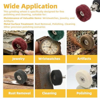 BURMONG 120 Pcs Polishing Kit for Dremel, Abrasive Buffing Wheels 1/8 Inch Shank for Rotary Tool, Polishing Wheels for Metal Wood Jewelry DIY Sanding
