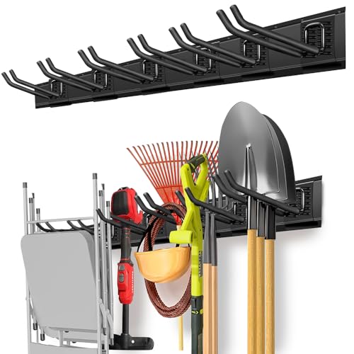PIYILO Garage Wall Organizer, 48 inches Adjustable Garden Tool Organizer - size: 48 inch 6-Hook