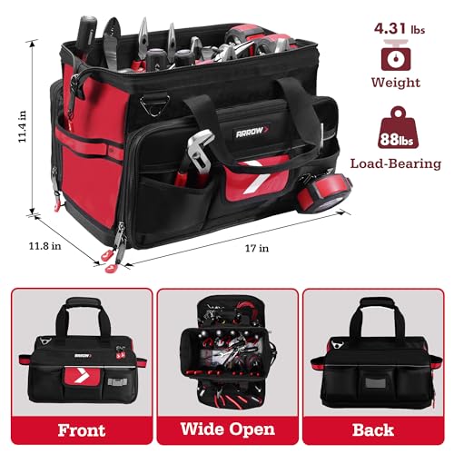 ARROW 17" Large Tool Bag with 36 Multipurpose Pockets, Tool Bags for Men - size: 17 Inch