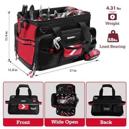 ARROW 17" Large Tool Bag with 36 Multipurpose Pockets, Tool Bags for Men - size: 17 Inch