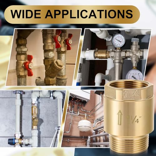 Zonon 2 Pcs 1-1/4 Inch Check Valve, One Way Spring Brass Check Valve - size: 1-1/4 Inch