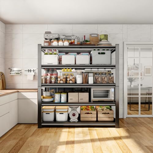 72" H Garage Shelving,5-Tier Heavy Duty Shelving Unit,3000LBS Adjustable Metal Storage Shelves,Storage Rack Units for Industrie,Shed,Warehouse,Basement,Black,47.3" W x 23.6" D x 72" H - size: 23.6"Dx47.3"Wx72"H