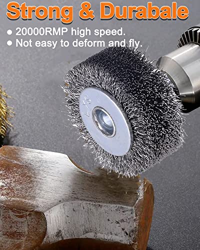 Rocaris 2 Pack 2 Inch Wire Wheel Brush for Drill Attachment - Heavy Duty Carbon Steel Brushes for Paint, Rust & Corrosion Removal - 0.0118" Wire, 1/4in Shank, 20000RPM