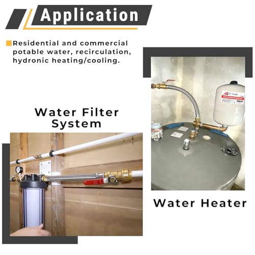 TTFLEX 24" Water Heater Hose 3/4" Ball Valve Push to Connect x 3/4" MIP