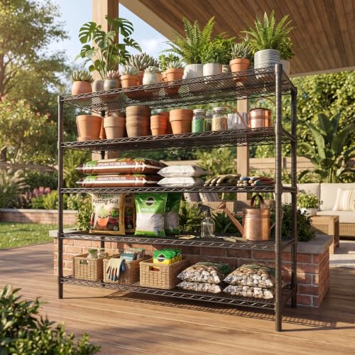 Garvee 5-Tier 3250LBS Metal Shelving Unit, 55" W Adjustable Storage Shelves - size: 55.1"Wx17.7"Dx71"H(5-Tier)