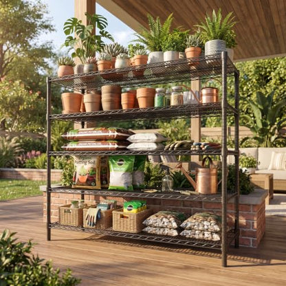 Garvee 5-Tier 3250LBS Metal Shelving Unit, 55" W Adjustable Storage Shelves - size: 55.1"Wx17.7"Dx71"H(5-Tier)