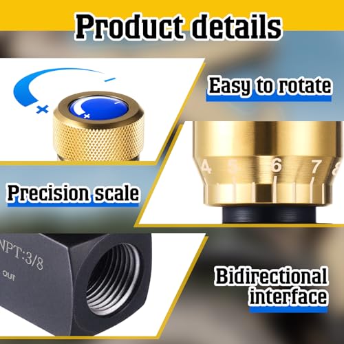 Pelopy 3/8 Inch NPT Hydraulic Flow Control Needle Valve, Free Reverse Flow - size: 3/8 Inch