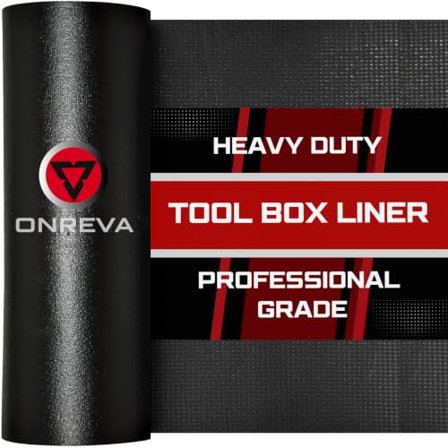 ONREVA Tool Box Liner 18" Wide x 24 Ft, 1/8" Thick Heavy Duty Toolbox Drawer Liners for Tool Chest Cabinet Workbench & Garage Shelf, Protective Non-Slip Mat for Mechanics & Workshops, Black