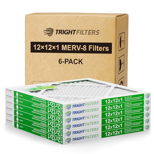 TRIGHTFILTERS 12x12x1 Air Filter 6 Pack, MERV 8 Pleated Home HVAC AC Filter - size: 12x12x1-6pack