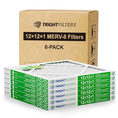 TRIGHTFILTERS 12x12x1 Air Filter 6 Pack, MERV 8 Pleated Home HVAC AC Filter - size: 12x12x1-6pack
