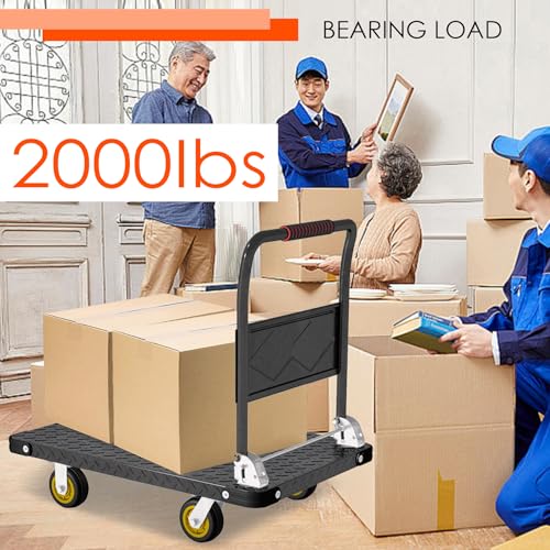 Platform Truck, Foldable Flatbed Cart Heavy Duty Push Cart Dolly