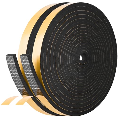 Self Adhesive Foam Tape Weatherstrip 1/2in x 1/4in x 66Ft High Density Foam Insulation Strips Foam Seal Weather Stripping with Strong Adhesive for Door and Window Sound Isolation Soundproofing - size: 1/2in x 1/4in x 66Ft