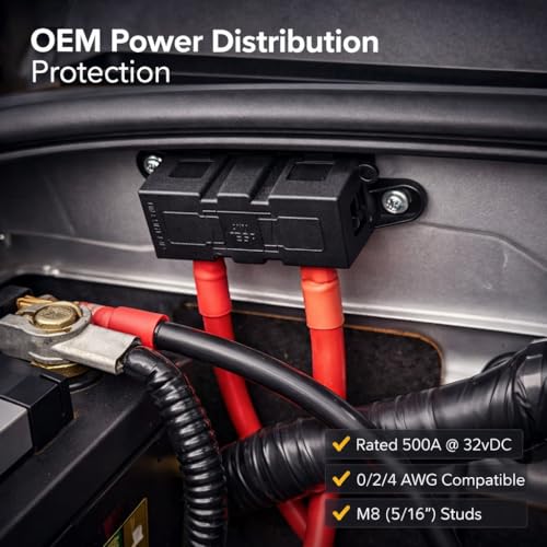 MGI SpeedWare MEGA Fuse Holder Kit with Fuse – Heavy Duty Bolt-Down Battery Fuse Block for Automotive, Marine, RV & High Current Power Distribution Systems (200 AMP) - size: 200 AMP