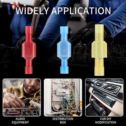 120 Pcs Spade Connectors Kit, Nylon 22-10 Gauge Male and Feamal Spade Terminals, Quick Disconnect Fully Insulated Nylon Wire Connectors Assortment Kit for Automotive, Electronics