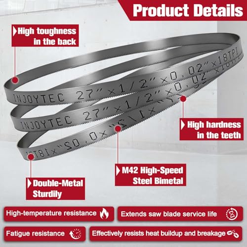 27 Inch Bandsaw Blades 18 TPI Sub-Compact Portable Band Saw Blades - size: 18T