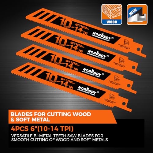 HORUSDY 20-Piece Reciprocating Saw Blades Set, 6 & 8 Inch Wood and Metal Cutting Blades with Storage Box, Multi-Size for Pruning, Wood, and Metal Cutting Tools - style: 20-Pc Multi-Size (Wood & Metal)