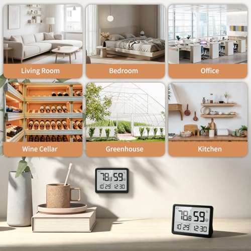 DOOMAY Digital Hygrometer, Humidity Meter, Temperature Monitor for Room - color: Black