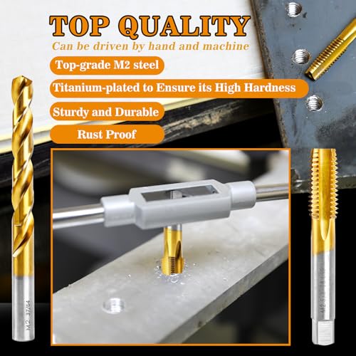 5/8"-18 UNF Tap and 37/64" Drill Bit Kit for Metal,M2 HSS Drill and Tap Set - size: 5/8"-18 Tap, 37/64" Drill