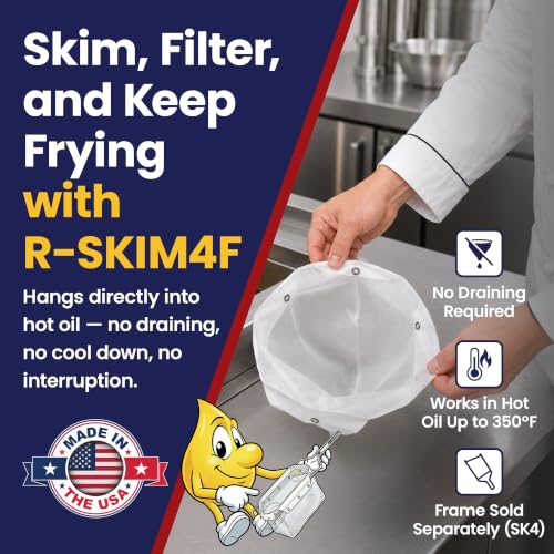 Skim Filter Bag for Deep Fryer – Reusable Fryer Oil Strainer for Skimming Cooking Grease, Commercial Fry Oil Filter for Food Trucks, Restaurants & Commercial Kitchens – MirOil R-SKIM4F - size: Filter Bag