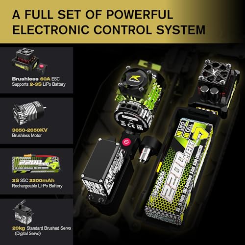 RLAARLO 1/10 Brushless RC Cars, 4×4 Buggy, 50+ MPH, Carbon Fiber, Ages 8+