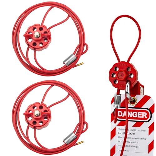 Lockout Tagout Cable Lock | 0.16'' × 78'' Adjustable Loto Locks | PVC-Coated Steel Cable for Valves & Panels | OSHA Compliant | Red, 2Pack - color: BD-L31A-2PCS