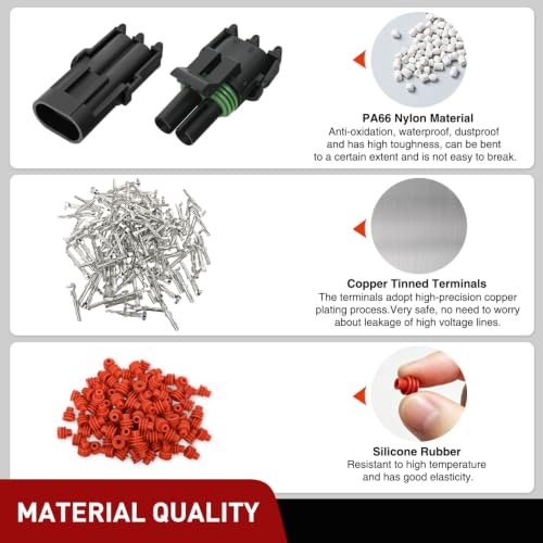 Nilight 298PCS 1 2 3 4 6 Pin Waterproof Automotive Electrical Connector Kit - size: 1/2/3/4/6Pin Spark Plug Connector 298PCS