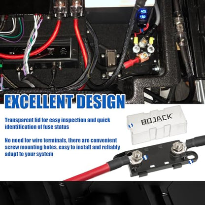 BOJACK 200A ANL Fuse Holder and 200Amp 32VDC ANL Fuses for Audio and Video Systems - size: 200A