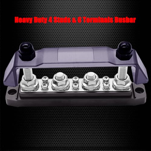 Ampper 4 x M10 Post Power Distribution Block BusBar 6 M4 Screws, 6.3" Black - color: Black, size: 4M10+6M4
