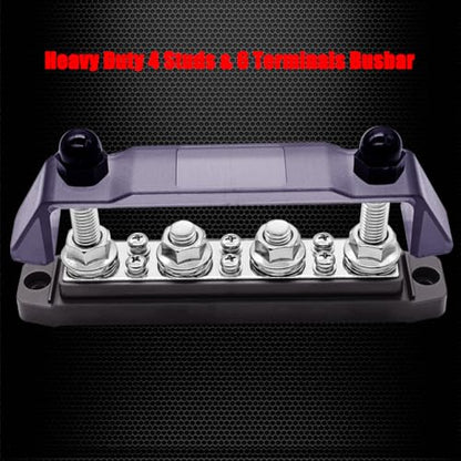 Ampper 4 x M10 Post Power Distribution Block BusBar 6 M4 Screws, 6.3" Black - color: Black, size: 4M10+6M4