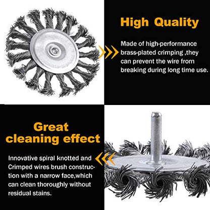 Rocaris 7Pcs Twist Knot Wire Wheel Brush for Drill for Rust Removal