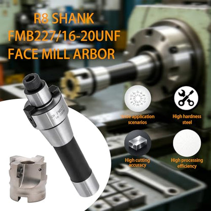 R8 Shank FMB22 with 400R 50MM End Milling Shell Cutter and 10Pcs APMT1604 Carbide Inserts,7/16-20UNF Face Mill Arbor