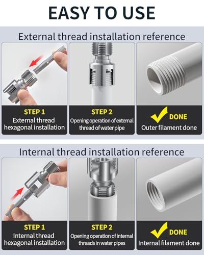 Internal & External Pipe Threading Tool, PVC Pipe Threader, Pipe Threading Tool, 1/2'' 3/4'' Dies Electric Drill Compatible for Home Repair (2PCS) (3/4（DN20)) - size: 3/4（DN20)