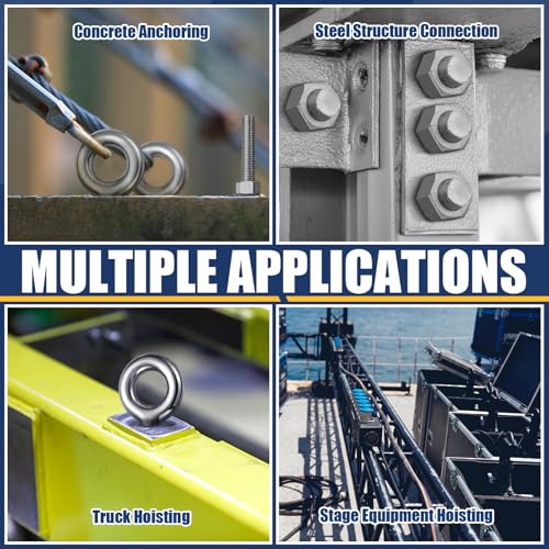6 Pcs Eye Bolt with Nuts 3/4''x12 Hot-Dipped Galvanized Lifting Ring Bolt