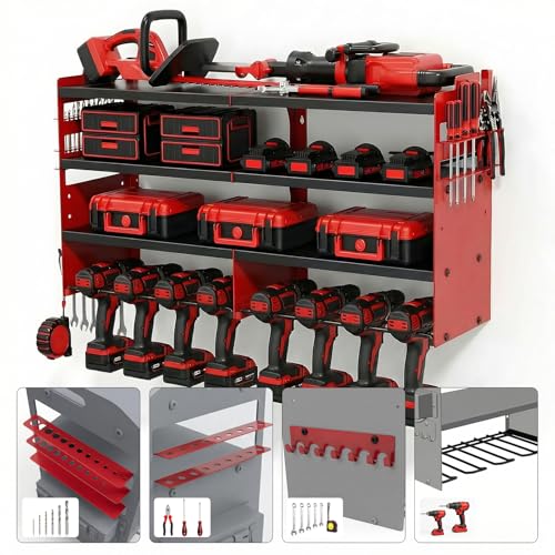 Large Power Tool Organizer Wall Mount - color: Red