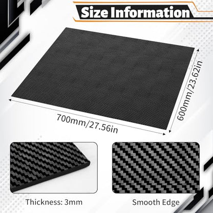 600 x 700 x 3 mm 3K Carbon Fiber Sheet, High Strength Matte - size: 600 x 700 x 3 mm