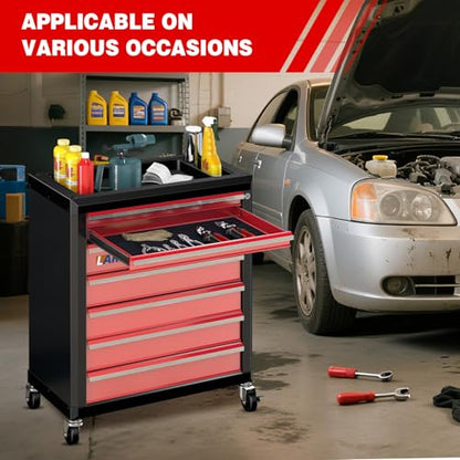 LARBANKE 7-Drawer Rolling Tool Chest with Wheels&Lock,Special Link Buckle - color: Red, size: 7 drawer tool chest