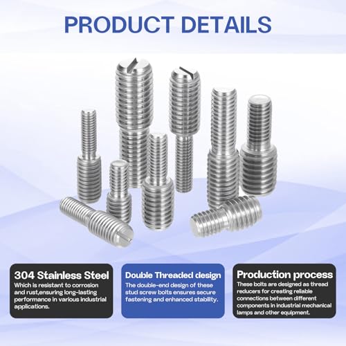 M5x15mm to M8x15mm Double End Threaded Stud Screw Reducing Bolt,304 Stainless Steel Thread Reducer Adapter for Furniture Fastener Welding, Hardware Connectors 12 Pack - size: M5x15mm to M8x15mm