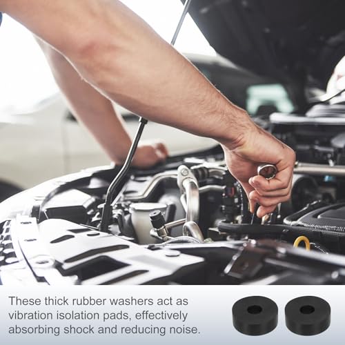 uxcell 35Pcs Rubber Spacers, 25mm OD, 10mm ID, 6mm Thick Black Round Anti Vibration Rubber Pads Isolation Bushings Washer for Home Cars Boat(0.98" OD x 0.39" ID x 0.24" Thick) - size: 30mm OD x 10mm ID x 10mm Thick