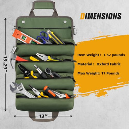Tool Bag Roll Up, UUP Heavy Duty Portable Soft Tool Storage Gifts for Men - color: Green
