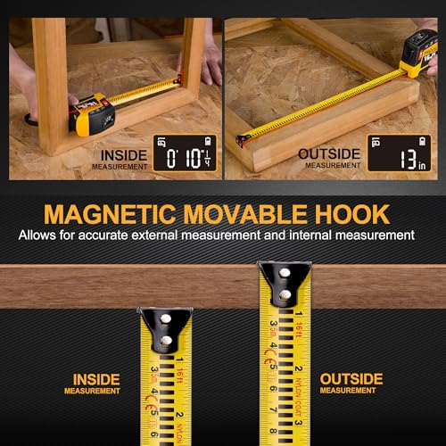 PREXISO 2-in-1 Digital Tape Measure, 16Ft Rechargeable Measuring Tape - color: Yellow