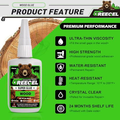 Wood CA Glue, Clear Super Glue for Woodworking & Repairs, 4 oz - size: 4 Ounce, style: Wood Super Glue