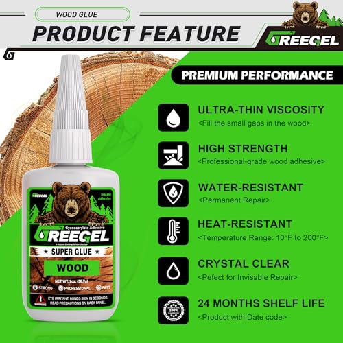 Wood CA Glue, Clear Super Glue for Woodworking & Repairs, 2 oz - size: 2 Ounce, style: Wood Super Glue