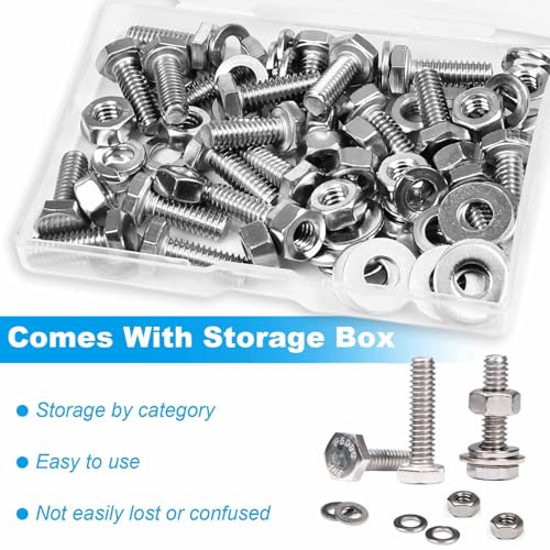 20 Sets 1/4-20 x 2 Hex Head Screw Bolt,Nuts,Flat & Lock Washers - size: 1/4"-20 x 2"