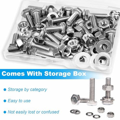 20 Sets 1/4-20 x 2 Hex Head Screw Bolt,Nuts,Flat & Lock Washers - size: 1/4"-20 x 2"