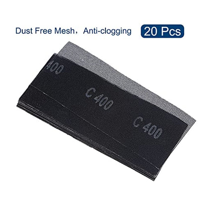 uxcell 20pcs Mesh Sanding Sheets 400 Grits 4-1/2-inch x 11-inch Mesh Sandpaper Pad for Wood Wall Repair, Dust-Free Wet/Dry Polish - style: 400 Grit