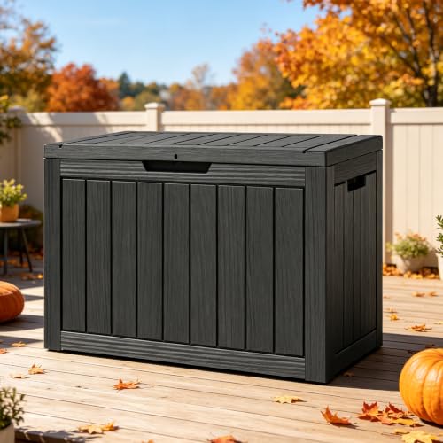 Outdoor Storage Waterproof Deck Box for Patio (55 Gallon, Black) - color: Black, size: 55 Gallon