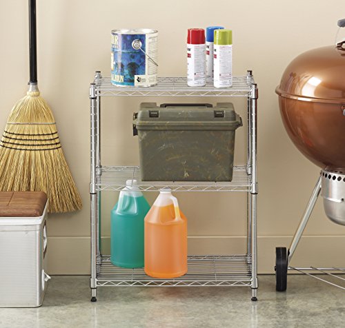 Whitmor 3-Tier Shelving Unit, Metal Storage Shelves, Easy Assembly Home Organizer for Pantry, Kitchen, Garage, Plant, 23"L x 13"W x 30"H - color: Sliver, size: 3-TIER,23"L x 13"W x 30"H