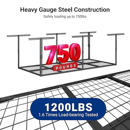 FLEXIMOUNTS 3x8 Overhead Garage Ceiling Storage Rack, 2 Pack, Hammertone - color: Hammertone, size: 3x8 ft
